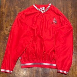 Vintage Ball State Cardinals Mens Large Red V-Neck Pullover Windbreaker USA
